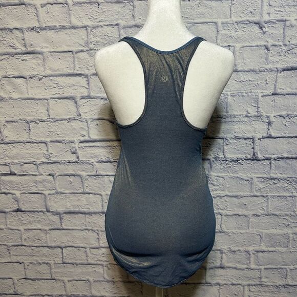 Lululemon What The Sport Singlet Tank Top Heathered Poseidon Gold W1L07S size 4 - Picture 7 of 11